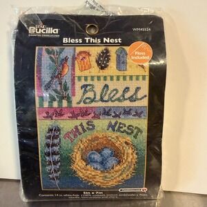 Bucilla Counted Cross Stitch Kit Bless This Nest WM45524 Bird Nest 5x7